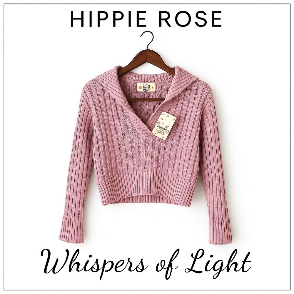 NWT XS Hippie Rose Ribbed Collared Sweater – Pink Knit Pullover NWT - Picture 3 of 13